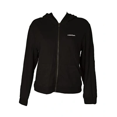 Image of Calvin Klein Women&#039;s Full Zip Hoodie 000qs6869e Pullovers, Black (Black), XS
