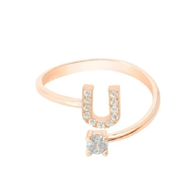 Image of Latelita Initial U Ring, Women&#039;s, Size: One Size, Pink