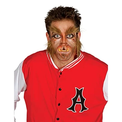 Image of FIESTAS GUIRCA Werewolf Eyebrows and Sideburns Set Halloween Disguise Fancy Dress Accessory Self Adhesive Stick On Facial Hair (Brown)