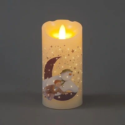 Image of YöL Christmas Decoration The Snowman &amp; James Flying Warm White LED Wax Candle 15cm