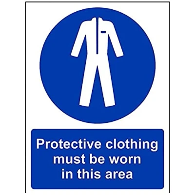 Image of V Safety Protective Clothing Must Be Worn In This Area PPE Sign 150mm x 200mm 1mm Rigid Plastic