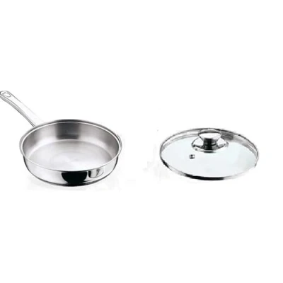 Image of Nobel Stainless Steel Everyday Casserole, Frypan, Sauce, Cooking pots (24 cm Frypan with Glass lid)