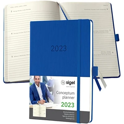 Image of SIGEL C2368 Weekly planner Conceptum 2023 approx A5 blue hardcover 2 pages = 1 week 192 S