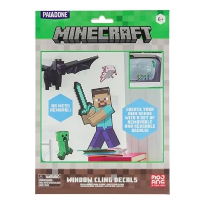 Image of Minecraft Official Licensed Window Cling Decals, Gamer Decor and Gifts for Boys Girls, Reuseable Overworld Gaming Accessory, Classroom or Bedroom Accents Paladone