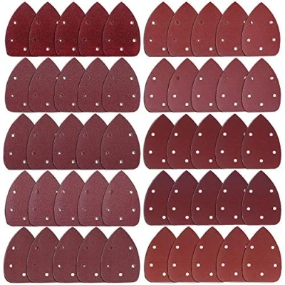 Image of AUSTOR 50 Pieces Mouse Detail Sander Sandpaper Sanding Paper Hook and Loop Assorted 40/60/ 80/100/ 120/180/ 240/320/ 400/800 Grits