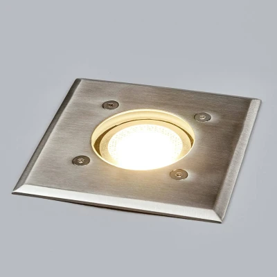 Image of Lindby recessed Floor Light &#039;Insa&#039; (Modern) in Silver Made of Stainless Steel (1 Source, GU10) from Outdoor