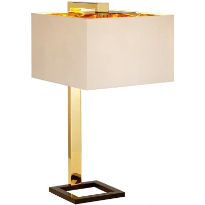 Image of Plein 1 Light Table Lamp Dark Brown, Polished Gold Finish, E27
