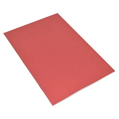 Image of RHINO Stationery Tinted Exercise Book A4 48 Page 12mm Lined With Margin Red Cover Pink Paper School Books Pack of 10
