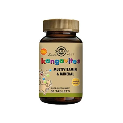 Image of Solgar Kangavites Tropical Punch Complete Multivitamin and Mineral Formula Chewable Tablets Pack of 120 28 Active Ingredients Supports a Healthy Lifestyle Vegan Gluten Free