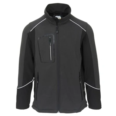 Image of ORN Softshell Jacket Showerproof Mens Outdoor Workwear Casual Jackets for Men UK Lightweight, Breathable Smart with reflective Trim 4800 Shearwater, Black Grey, Large