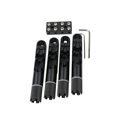 Image of Guyker 4 Pieces Single String Fan Bass Bridge Headless Fixed Fanned Bridges for Electric Black
