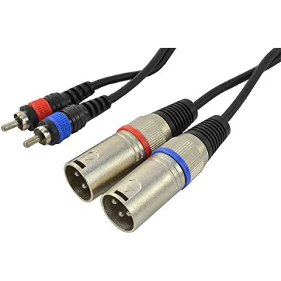 Image of 2 X Phono RCA To XLR Male Lead 3 metre, Coded Connectors