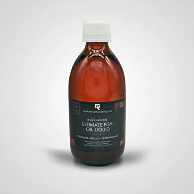 Image of PRP Supplements Ultimate Fish Oil Liquid 300ml High Strength Omega 3 with EPA, DHA, CoQ10, GLA, Vitamins A, D and K2
