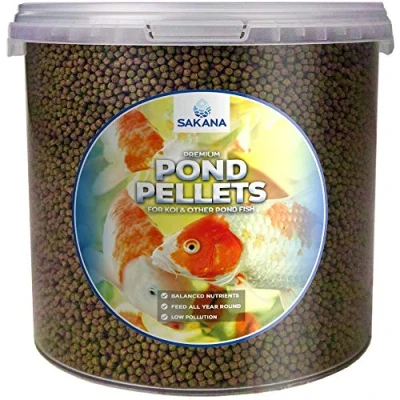 Image of SAKANA Pond Fish Pellets Premium Quality Aquatic Food Mixture Healthy and Nutritious Daily Feed for Ornamental Cold Water Aquarium Easily Digestible &amp; Great Source of Vitamins (5L)