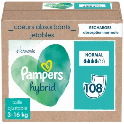 Image of Pampers Harmony, Pack of 108 Disposable Absorbent toppings, Normal 1 Piece