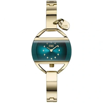 Image of STORM Temptress Charm Gold Teal Women&#039;s Watch with Unique Curved dial, Heart and easilink Fastening