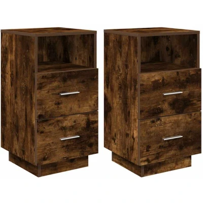 Image of vidaXL Bedside Cabinets 2 pcs with Drawers Smoked Oak 36x36x68 cm