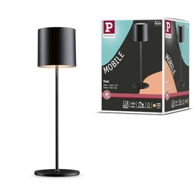 Image of Paulmann 76998 LED battery table luminaire Tuni IP44 2700K Black matt portable dimmable 2.8W USBC