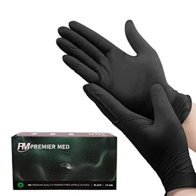 Image of Black Premier Med Nitrile Gloves (100) SMALL Medical, Dental, Tattoo, Beauty