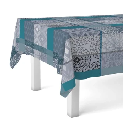 Image of Martina Home Tablecloth Oilcloth Pompe Blue 140 Round