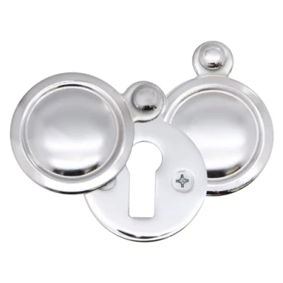 Image of Victorian Keyhole Covered Escutcheon for Front Doors 35mm Polished Chrome Pack of 2