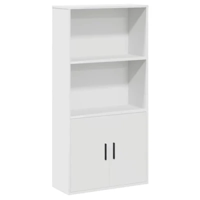 Image of vidaXL White Engineered Wood Bookcase with Storage Shelves/Doors Versatile for Living Room/Office 60x24x120 cm