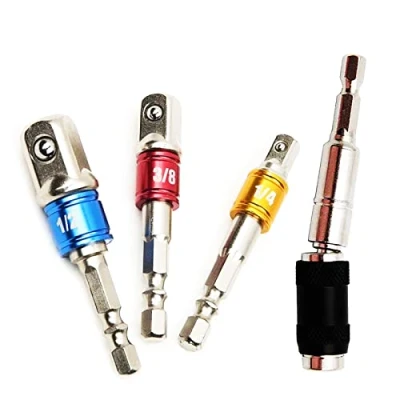 Image of Impact Driver Socket Adaptor Bits Set 3PCS+ Quick Release Magnetic Pivoting Screw Drill Bit Holder 1/4 Inch Hex Shank SP 4