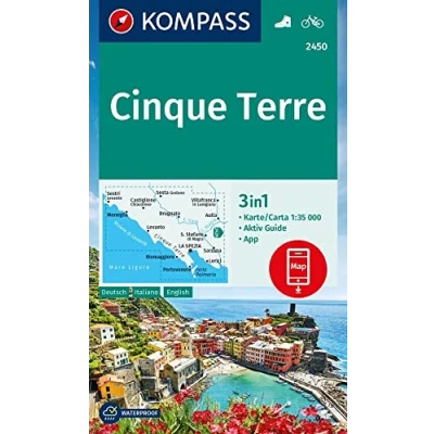 Image of 2450 CINQUE TERRE: 3in1 Wanderkarte, mit Aktiv Guide inklusive Karte zur offline Verwendung in der KOMPASS App. Fahrradfahren.
