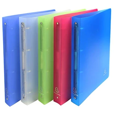 Image of Exacompta Ref 51369E Chromaline PP Semi Rigid Ring Binder 320 x 268mm in Size, Suitable for A4+ Documents, 4 Rings, Translucent Material, 40mm Spine Assorted Colours (Pack of 10)