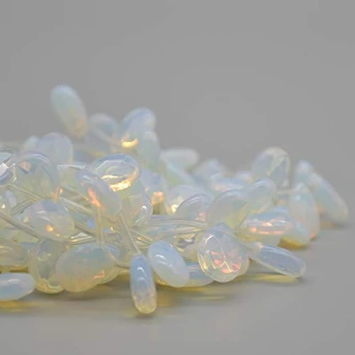 Image of 10 Opalite Moonstone Faceted Teardrop Beads 12 x 8mm