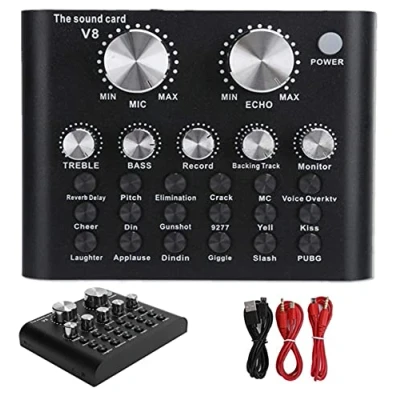 Image of Lazmin112 Sound Mixer Board, Bluetooth Audio with 112 Electroacoustics, 18 Effects, Voice Changer, for Music Recording, Karaoke, Live Broadcast, Black
