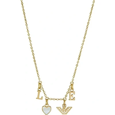 Image of Emporio Armani EGS2968710 Women&#039;s Necklace Mother of Pearl White, Length: 350+70mm, Charms size: 6mm, Stainless Steel, No Gemstone