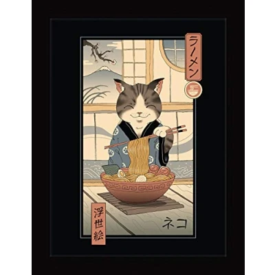 Image of Pyramid International Vincent Trinidad (Neko Ramen Ukiyoe) Framed 30 x 40cm Print