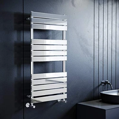Image of ELEGANT 1200 x 600mm Chrome Designer Flat Panel Heated Towel Rail Modern Bathroom Radiator