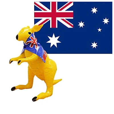 Image of ILOVEFANCYDRESS AUSTRALIAN FLAG &amp; INFLATABLE KANGAROO AUSTRALIA DAY SET DECORATION AUSSIE DUNDEE