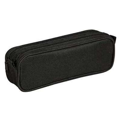Image of Clairefontaine Ref 420024C Fantasy Rectangular Pencil Case With 2 Compartments 22 x 8 10cm, Made From Polypropylene, Metal Zip &amp; Pull Tab Black