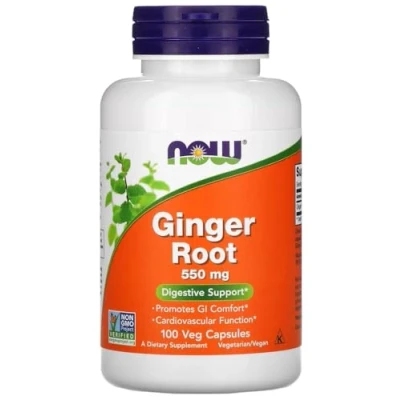 Image of Now Foods Ginger Root 550mg Digestive Health and Anti Inflammatory Support 100 Veg Capsules