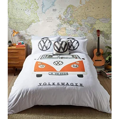 Image of VW Official Bedding Orange Campervan Duvet Cover Set (King Size 228cm x 218cm)