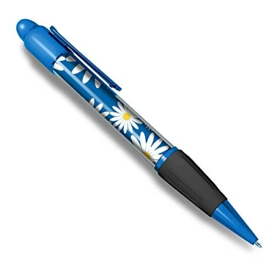 Image of Destination Vinyl ltd 1 x Blue Ballpoint Pen (Black Ink) Pretty Daisy Flowers #2440