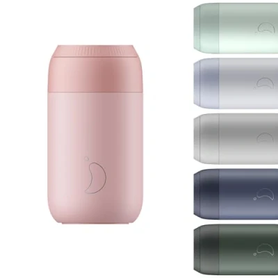 Image of Chilly&#039;s Series 2 Coffee Cup Tight seal, No Sweating BPA Free Stainless Steel Reusable Double Walled, Vacuum Insulated Blush Pink, 340ml