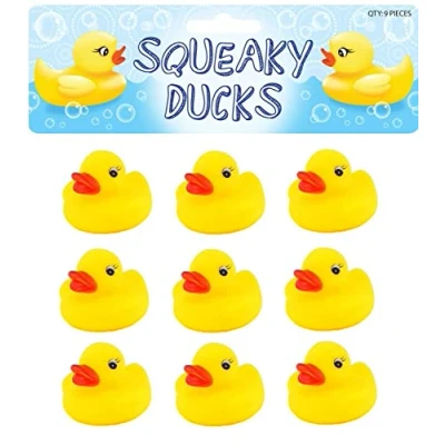 Image of Henbrandt Mini Rubber Ducks Pack of 9 Squeaky Yellow Duck Bath Toy Paddling Pool Game Summer Water Fun Toys for Kids