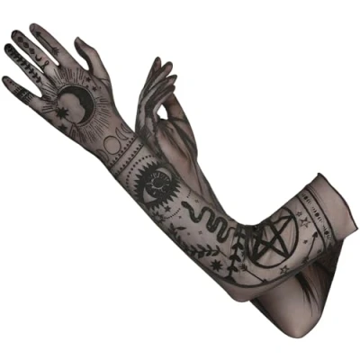 Image of Amscan 8406965 Long Sheer Gloves Lunar Witch Theme