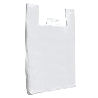 Image of CompleteShopfittings 100x White Plastic Vest Carrier Bags for Supermarkets Stalls Takeaway Shopping Bag (13&quot; x 19&quot; 23&quot;)