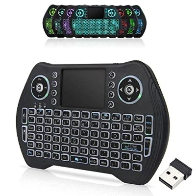 Image of 2.4GHz Mini Wireless Keyboard Remote Control with Touchpad Mouse Combo, 7 colors Backlit Rechargeable Portable for Android TV Box, Smart TV, PC, Windows, HTPC, Laptop