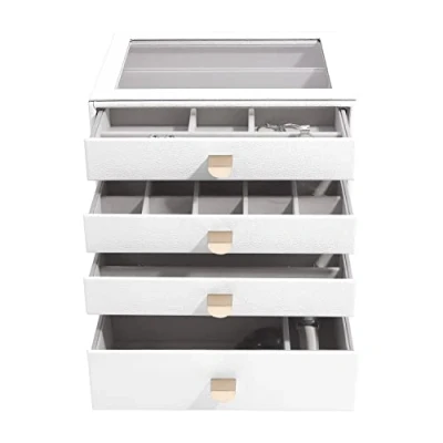Image of Stackers Pebble White Classic Jewellery Box Set of 4 (with drawers)