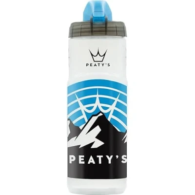 Image of Peaty&#039;s x Fidlock Lockin Magnetic 600ml Bike Water Bottle &amp; Mount, Bicycle Drink Bottles, Cycle Accessories for Mountain Biking Cycling, Premium Alternative to Cage, Twist Release Sunrise Clear