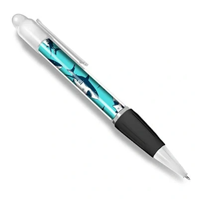 Image of Destination Vinyl ltd Beautiful and comfortable White Ballpoint Pen(Black Ink) Great Shark Sharks Ocean Pattern #24176