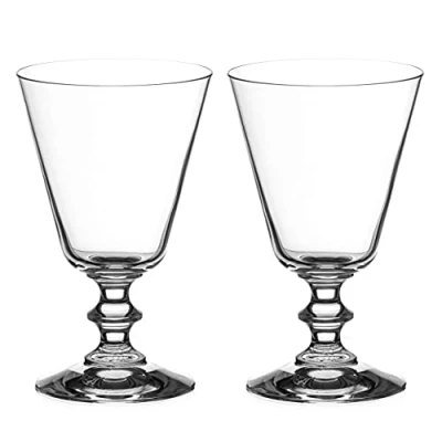 Image of DIAMANTE Crystal Red Wine Glasses Pair &#039;Elizabeth&#039; Vintage Style Lead Free Set of 2