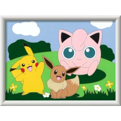 Image of Ravensburger Paint by Numbers 20298 Pokémon Adventure for Children from 7 Years, Toy, Gift
