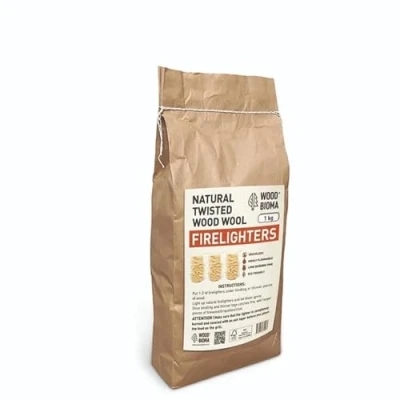 Image of Wood Wool Firelighters, 1KG Bag, Eco Friendly, FSC Certified, Pine Shavings, 8 10 Minutes Burn Time